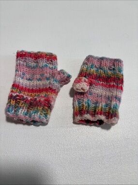 Hand-Knit Multi-Color Kids Fingerless Mittens